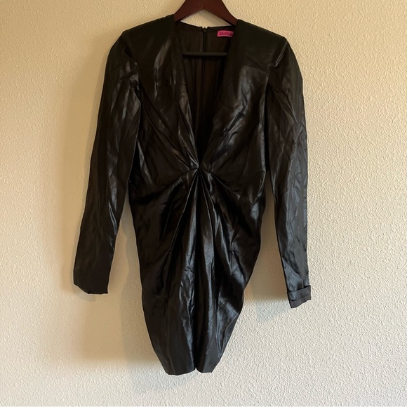 GAUGE81 Zarate black satin long sleeves cocktail evening mini dress Size Small - Picture 5 of 9